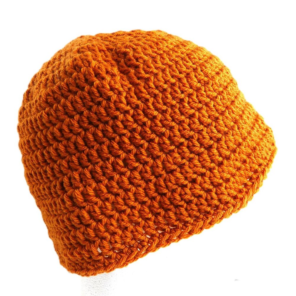 Butterscotch Beanie Cap OS Men Women Winter Hat Handmade Crochet Hand Knit NWT